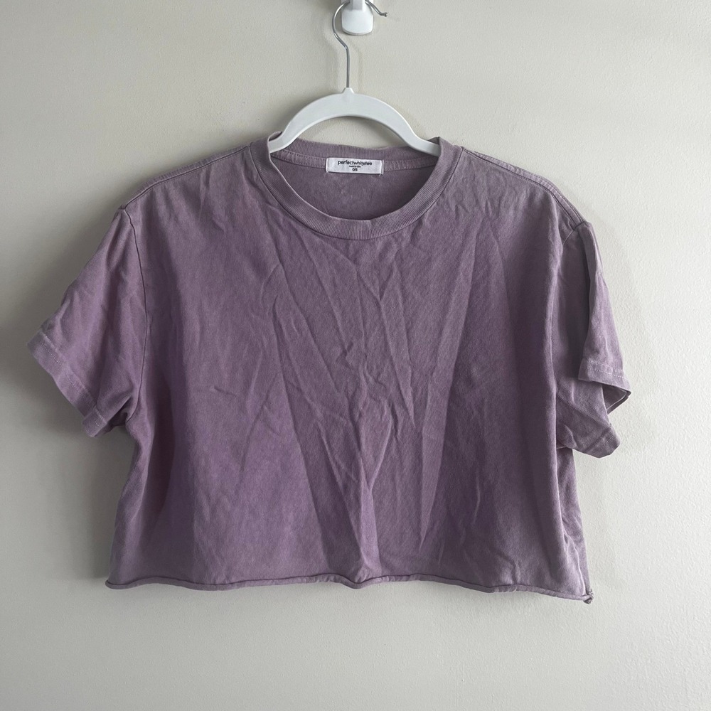 PerfectWhiteTee crop tee XS lavender purple boxy washed clean girl aesthetic